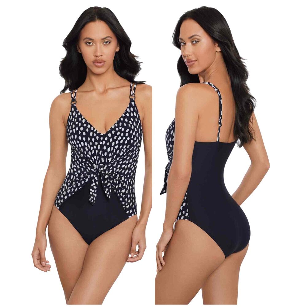 Magicsuit NWT Saki One Piece in Pebbles Swimsuit Size 12 Soft Bra Top Tie Front